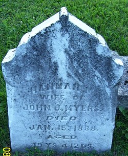 File:Gravestone Hannah M wife of John J Myers, Licking Cemetery.jpg