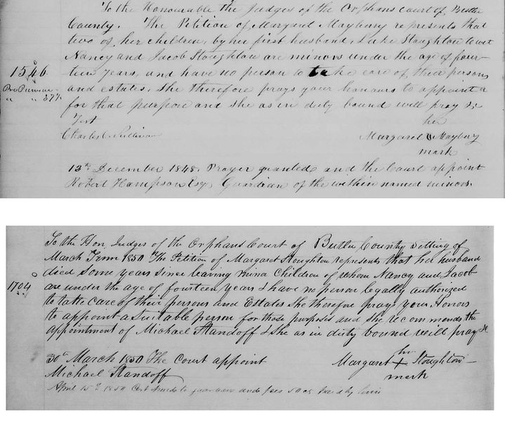 File:Margaret Stoughton Mayberry petitions court for guardian 1848 and 1850.jpg