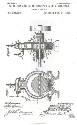 Rotary Engine diagram sheet 1, patented 27 Nov 1888.jpg