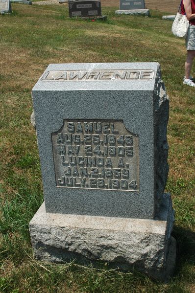 File:Gravestone Samuel Lawrence & Lucinda A Stoughton.jpg