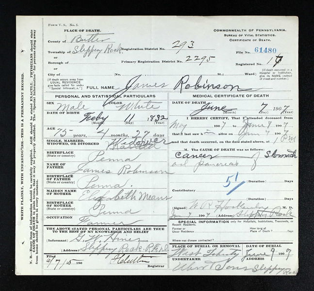 File:1907 death certificate James Robinson.jpg