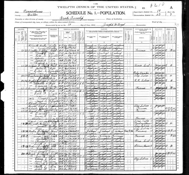 File:1900 census pa butler brady dist 53 pg 13.jpg