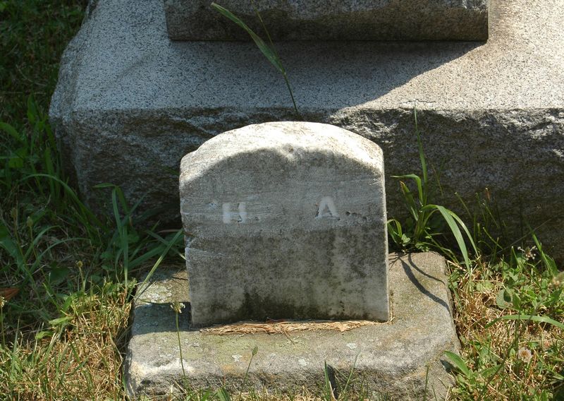 File:Gravestone of H A sideways beside Lot & Nancy Wilson.jpg