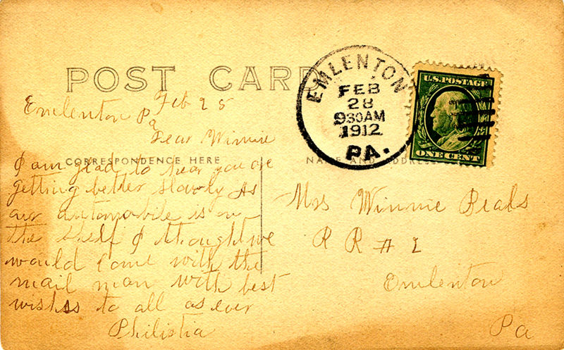 File:02 Mrs Weller & Philistia Kline, postcard message.jpg