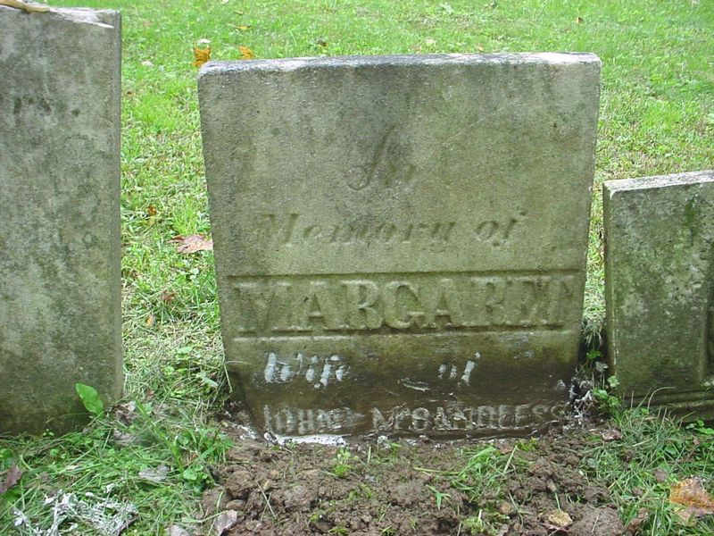 File:Gravestone, upper half, Margt wo John McCandless.JPG
