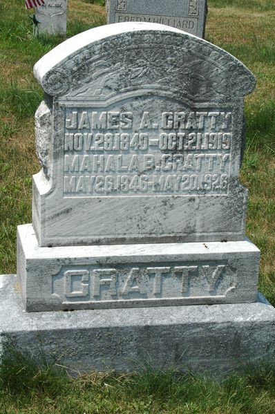 File:Gravestone James A & Mahala B Cratty.jpg