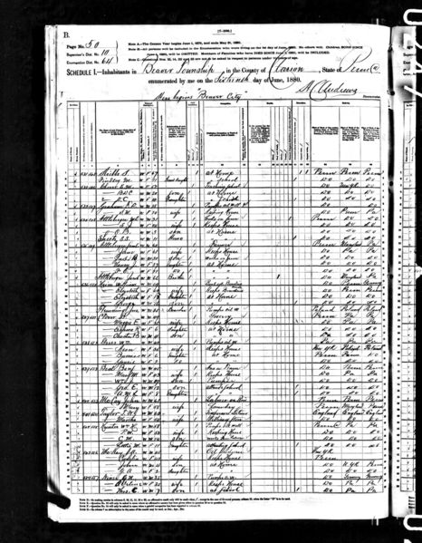 File:1880 census pa clarion beaver dist 64 pg 50.jpg