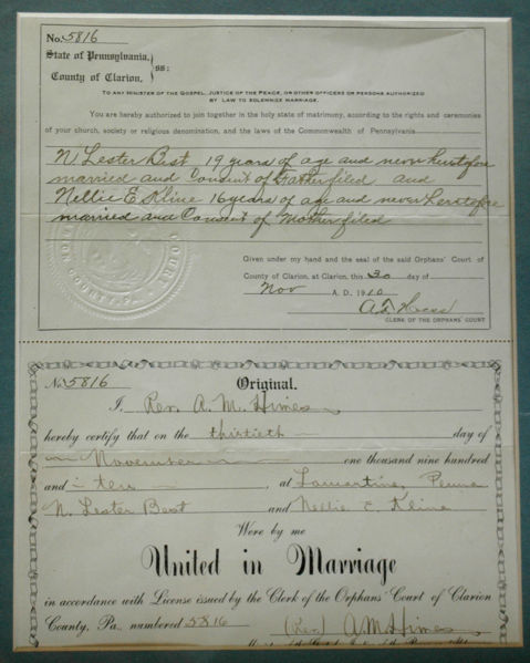 File:Lester Best & Nellie Kline marriage certif 2.JPG