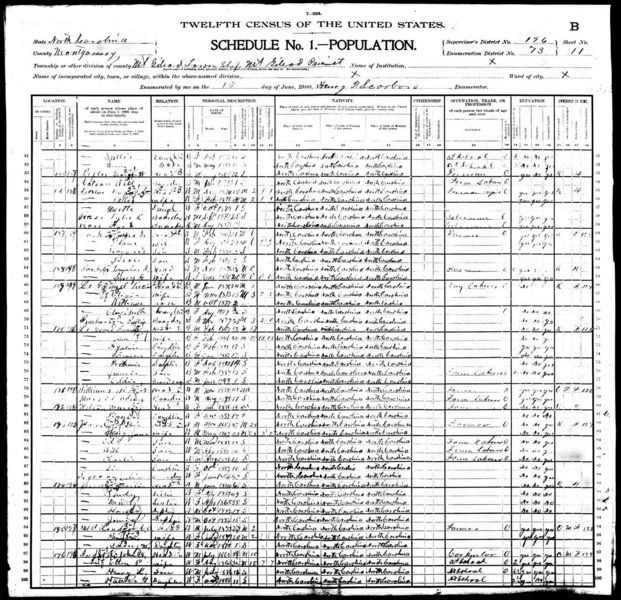File:1900 census nc montgomery mount gilead dist 73 pg 22.jpg