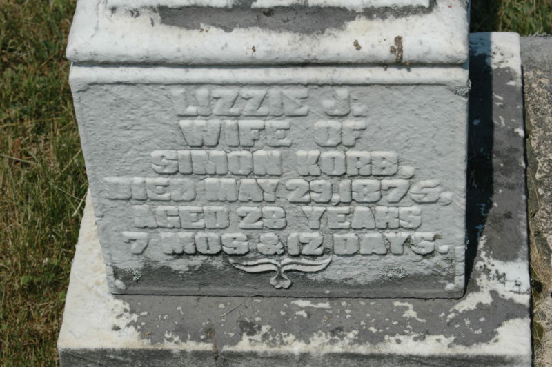 File:Gravestone inscription Lizzie Kline wife of Simon Korb.jpg