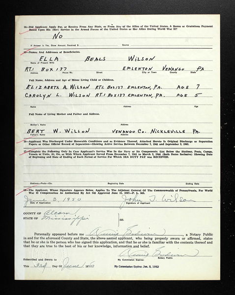 File:WWII App for compensation John Thomas Wilson pg2.jpg