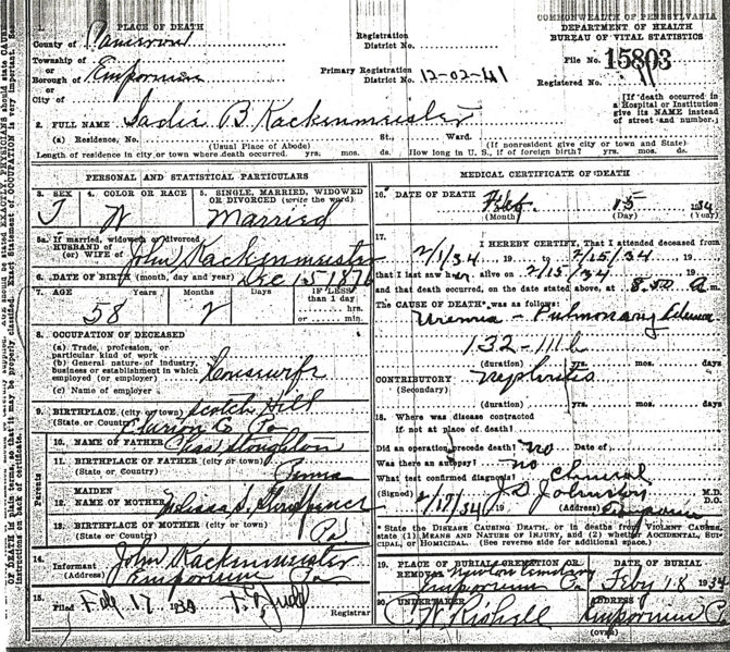 File:Sarah Blanche Kackenmeister Death Certificate.jpg