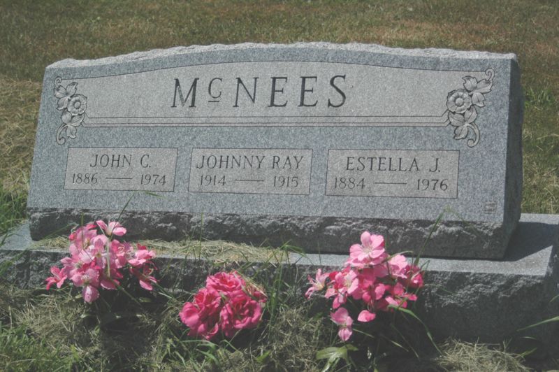 File:Gravestone John C, Johnny Ray, & Estella J McNees.jpg
