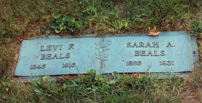 File:Gravestone Levi F Beals & Sarah A .jpg