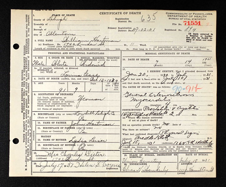 File:William Hartman Death Certificate, 1931.jpg