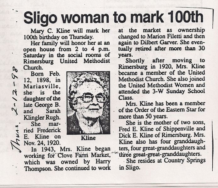 File:Mary C. Rugh Kline 100 birthday.jpg