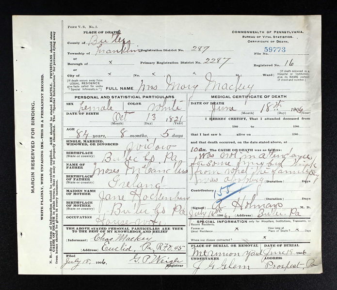 File:1906 Death Certif Mary McCandless Mackey.jpg