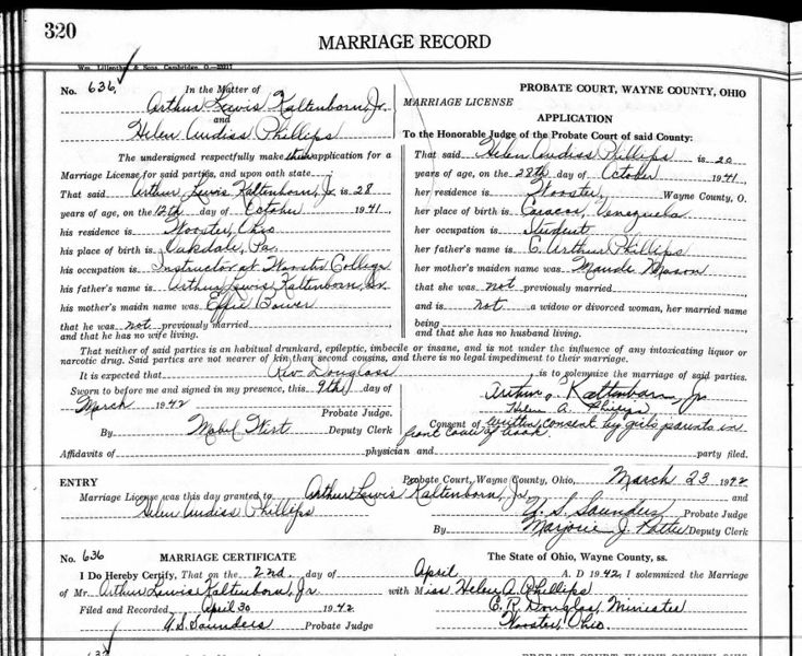 File:Marriage Record Arthur L Kaltenborn Jr.jpg