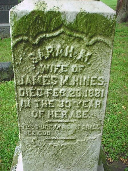 File:Gravestone Sarah M Hines wife of James M.jpg